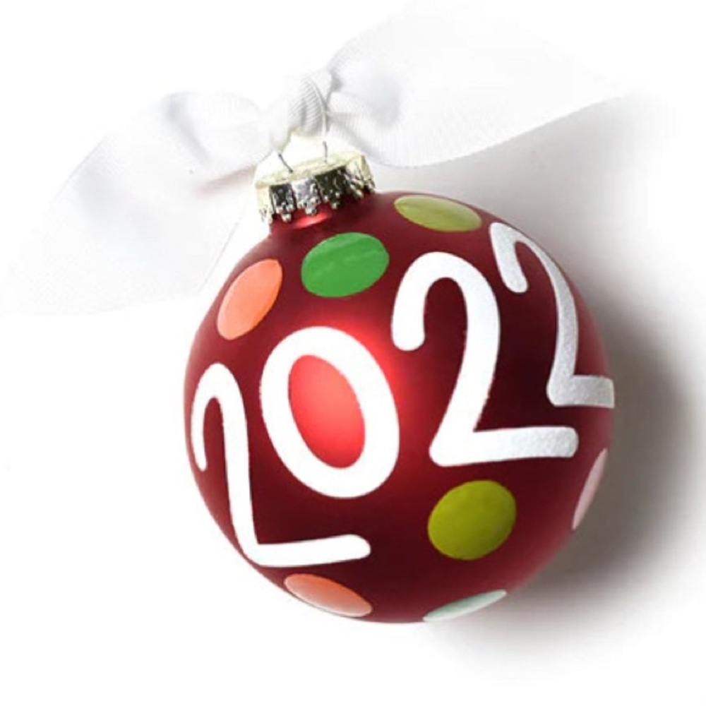 Coton Colors 2022 Red Holiday Ornament with Polka Dots New in Box